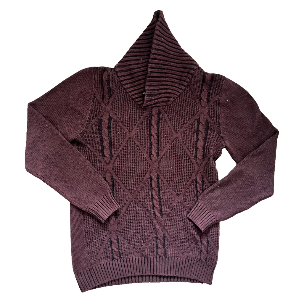 Women's Size Medium Method Thick Mock Neck Burgundy Brown Long Sleeve Sweater